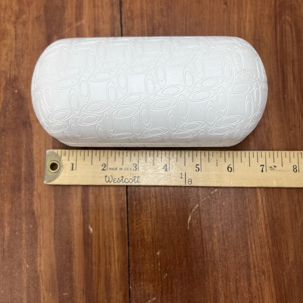 Oakley White Hard Sunglasses Case w/ Black Microfiber Drawstring Pouch Sleeve